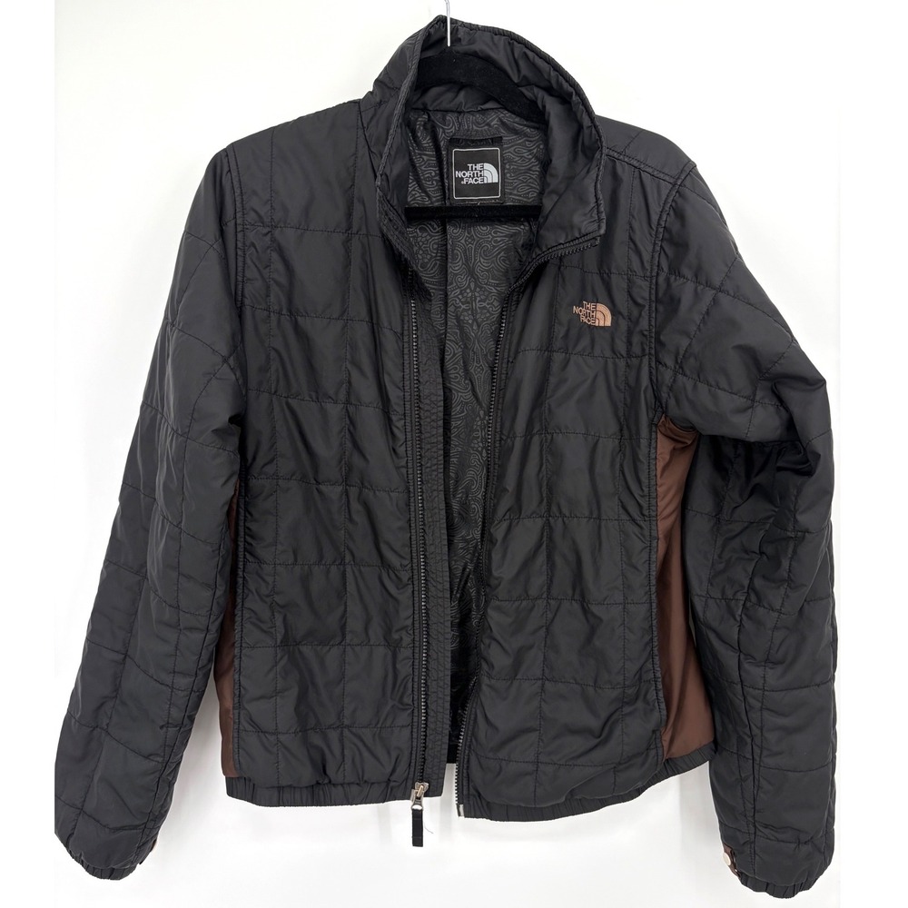 The North Face Women's Quilted Jacket Medium Black Brown Full Zip Paisley Lined